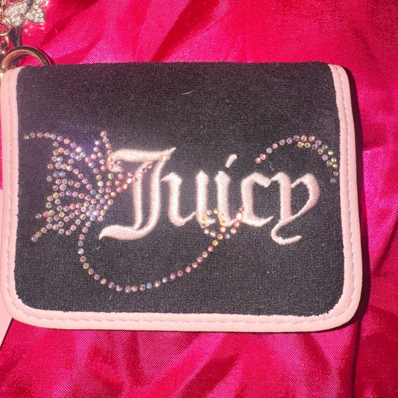 Juicy Couture Wing It Card Case Key For Wallet Liquorice/Pink Diamond - Picture 2 of 5